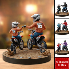 Dirt Bike Dad And Kid - Personalized Dirt Bike Shaped Acrylic Plaque Flat Birthday Father's Day Gift Custom Dirt Bike Name Motocross For Men Him Husband Christmas Birthday Gifts Motorcycle Room