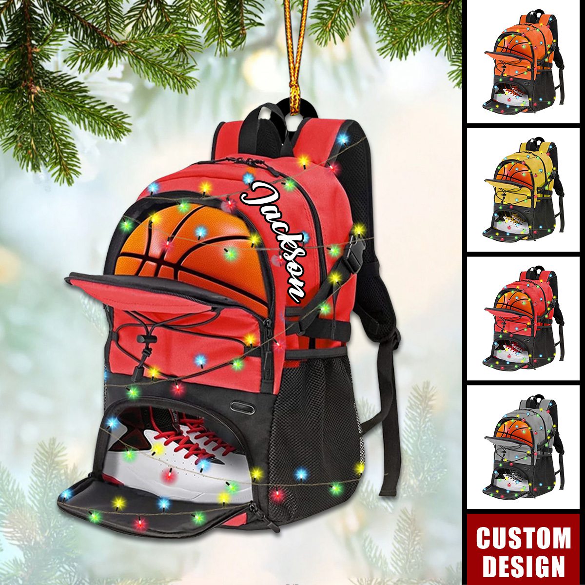 Personalized Basketball Bag Christmas Ornament, Gift For Basketball Players -