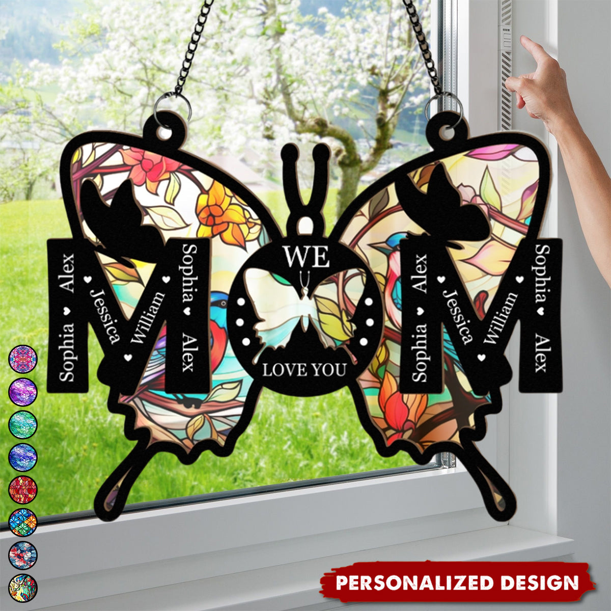 Mom Gifts We Love You-Personalized Window Hanging Suncatcher Ornament
