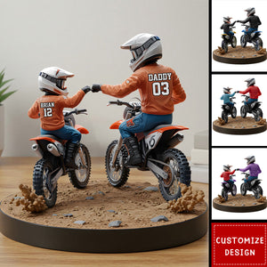 Dirt Bike/Motocross Racer Dad And Kid - Personalized Dirt Bike Shaped Acrylic Plaque