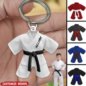 Personalized Black Belt Kid Uniform Keychain - Gift For Jiu-Jitsu,Karate Lovers