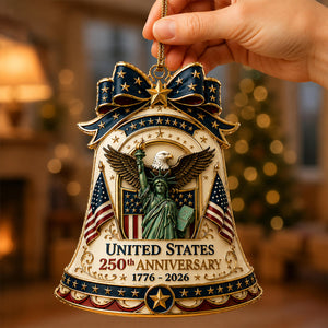 America 250th Anniversary Acrylic Ornament, 250 Years of The United States Bell Ornament, Patriotic Decor, Independence Day Gift, 1776-2026