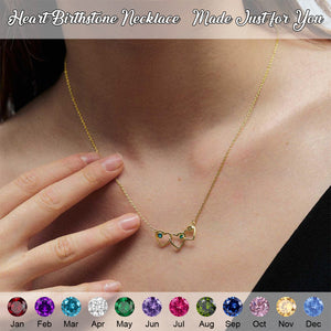 Personalized Heart Birthstone Necklace -Gift For Her