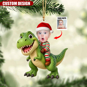Personalized Kid With Dinosaur Design For Boy Girl - Personalized Photo Ornament