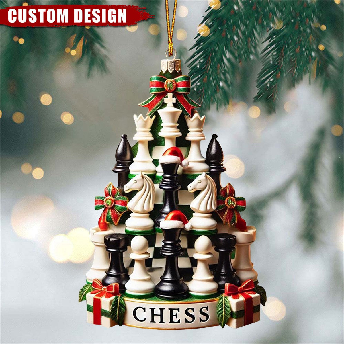 Personalized Chess Christmas Ornament - Gift For Chess Lovers - New Release