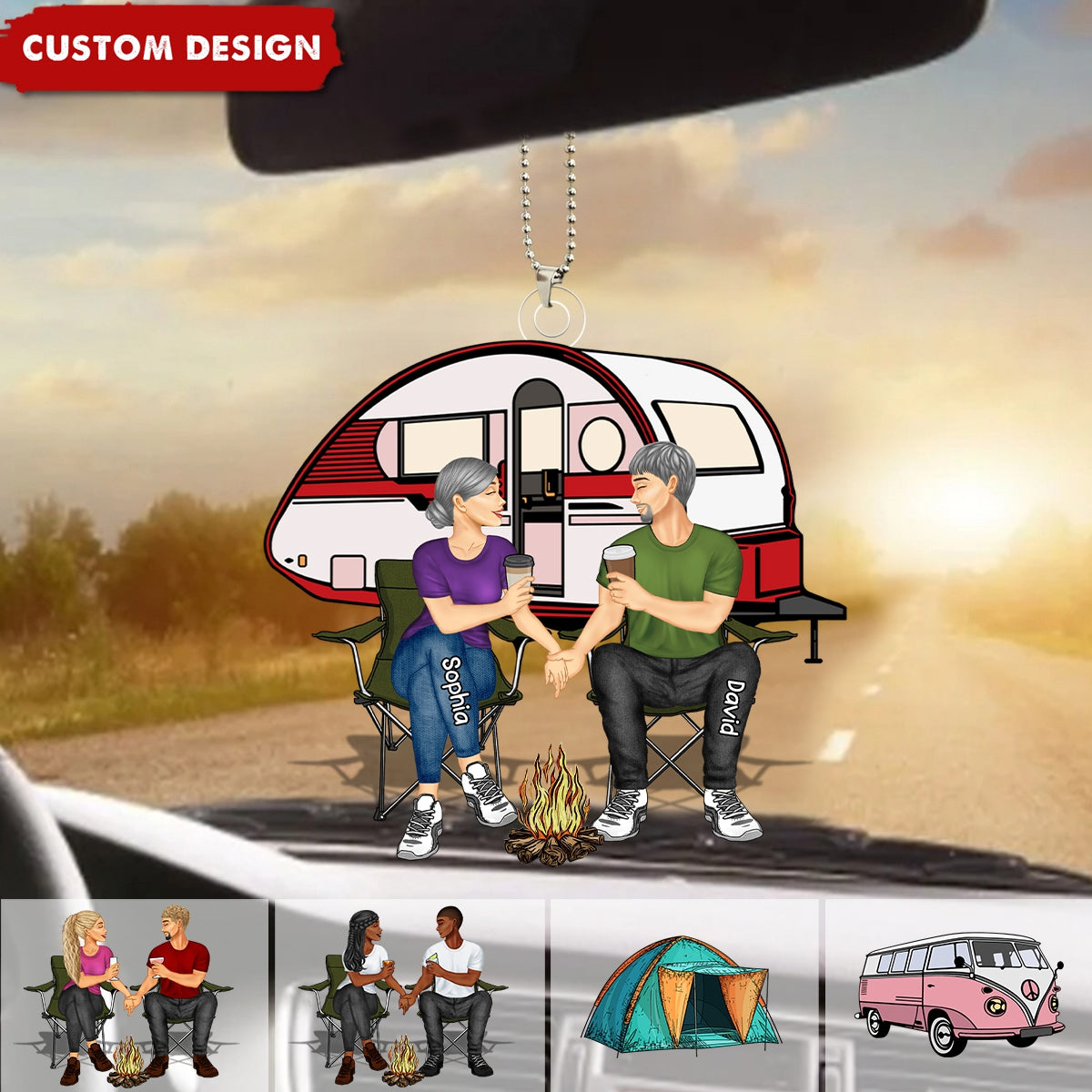 Camping Couple Making Memories One Campsite At A Time Personalized Car Ornament-Gift For Couple