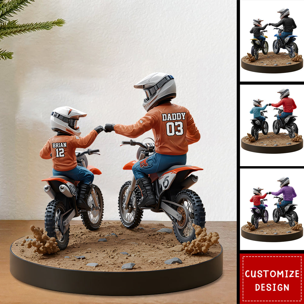 Dirt Bike/Motocross Racer Dad And Kid - Personalized Dirt Bike Shaped Acrylic Plaque