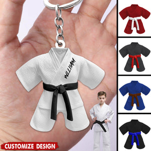 Personalized Black Belt Kid Uniform Keychain - Gift For Jiu-Jitsu,Karate Lovers