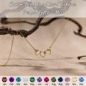 Personalized Heart Birthstone Necklace -Gift For Her
