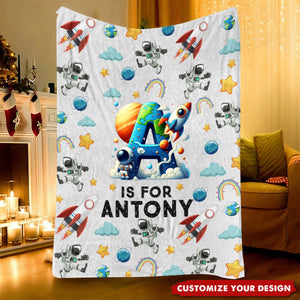 Monster Truck, Astronaut Letter - Personalized Kid Blanket