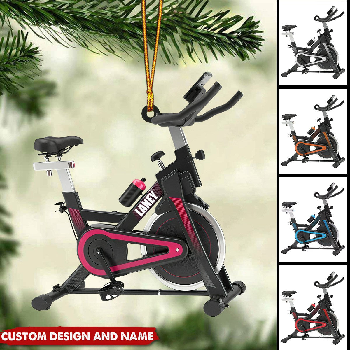 Personalized Exercise Bike Christmas Ornament - Gifts For Fitness Lover