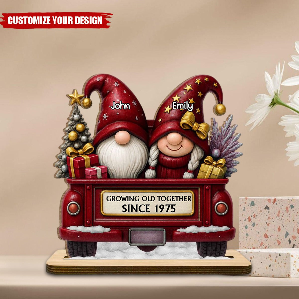 Personalized Growing Old Together Couple Wooden Plaque