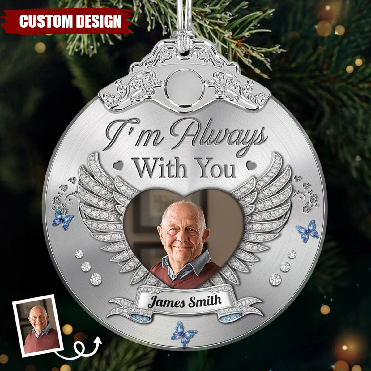 Custom Photo Glass Ornament - Personalized Christmas Memorial Sympathy Gifts For Loss Of Mom, Dad - A Life That Shines On
