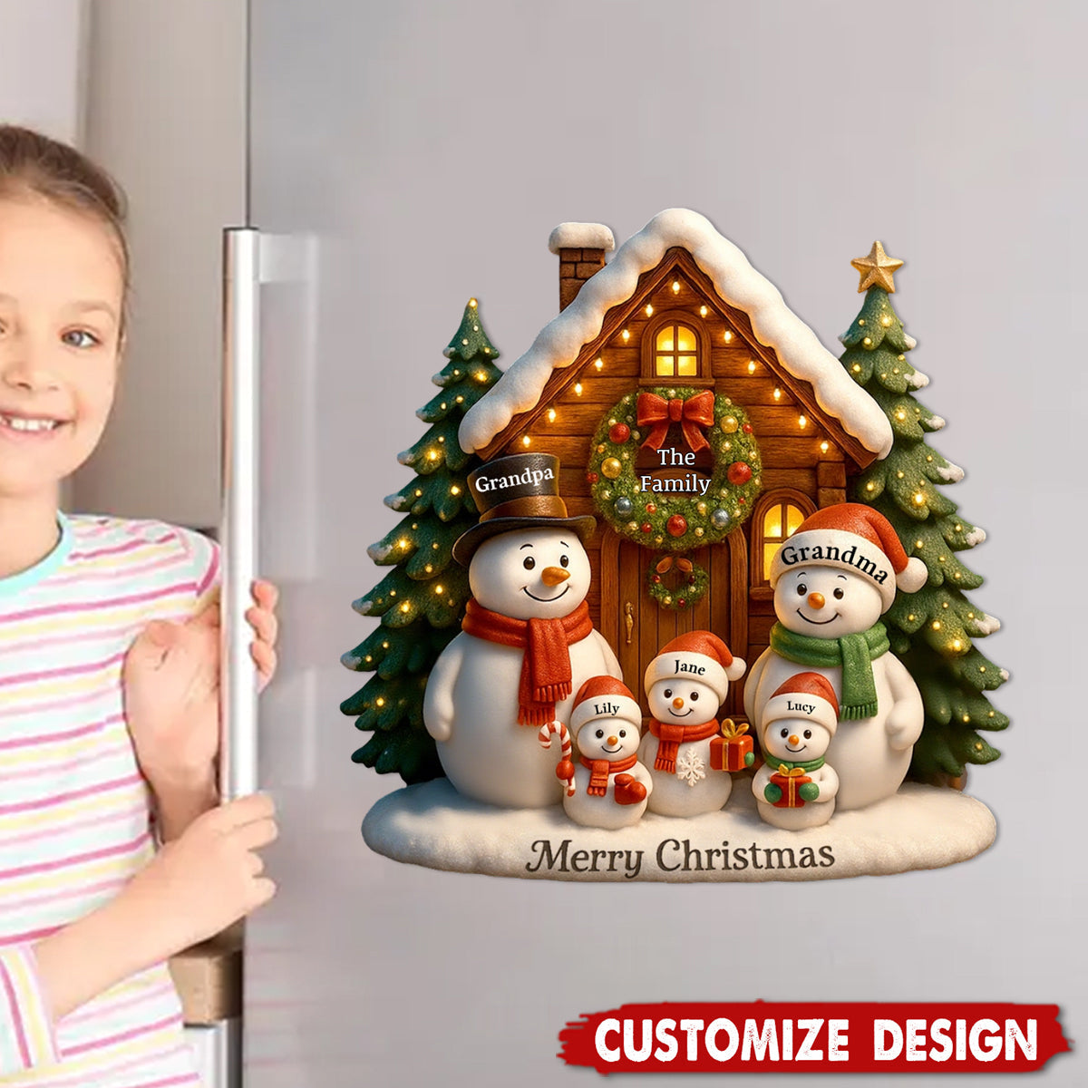 Personalized Christmas Snowman Family Decal