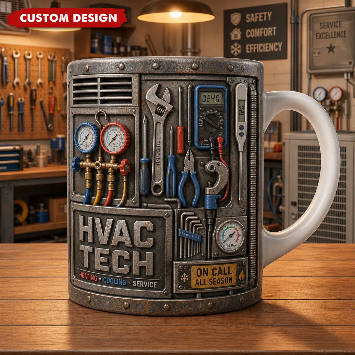 Personalized HVAC Mug for Technicians, Heating Cooling Service Technician Gift
