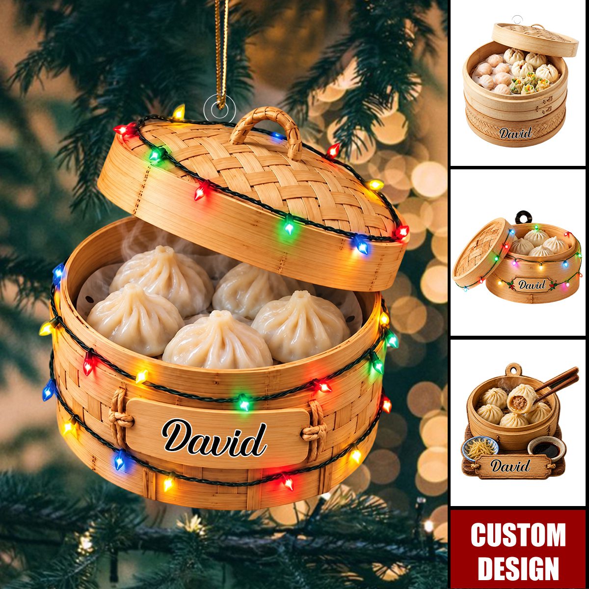 Personalized Dumpling Steamer Christmas Tree Ornament