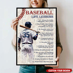 Personalized Baseball Life Lessons Poster - Gift For Baseball Athletes, Coaches, and Fans