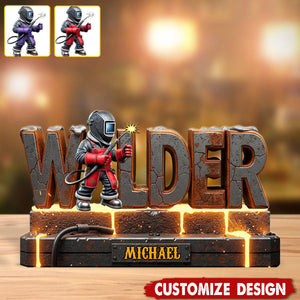 Personalized Welder Shaped Acrylic Plaque - Gift For Welder