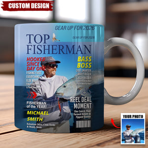 Personalized Fishing Magazine Cover Mug - Angler Funny Fisherman Gift,Fishing Lovers Gift