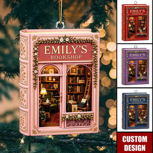 Personalized Reader Bookshop Ornament,Book Lover Gift, Miniature Library Decor