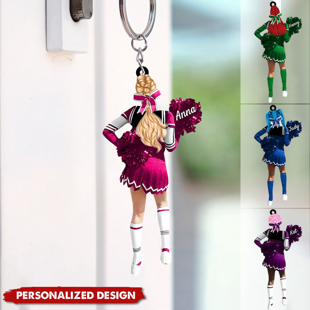 Personalized Cheerleading Pom pom Girl Keychain-Gift For Cheerleading Lovers