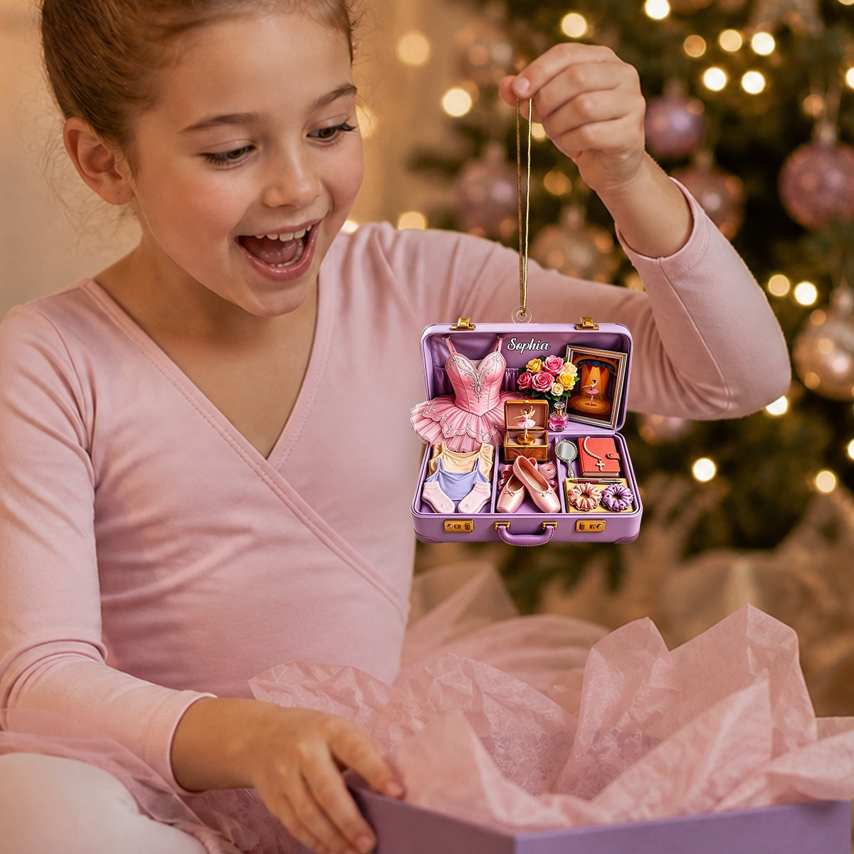Personalized Ballet-Themed Travel Case Acrylic Christmas Ornament