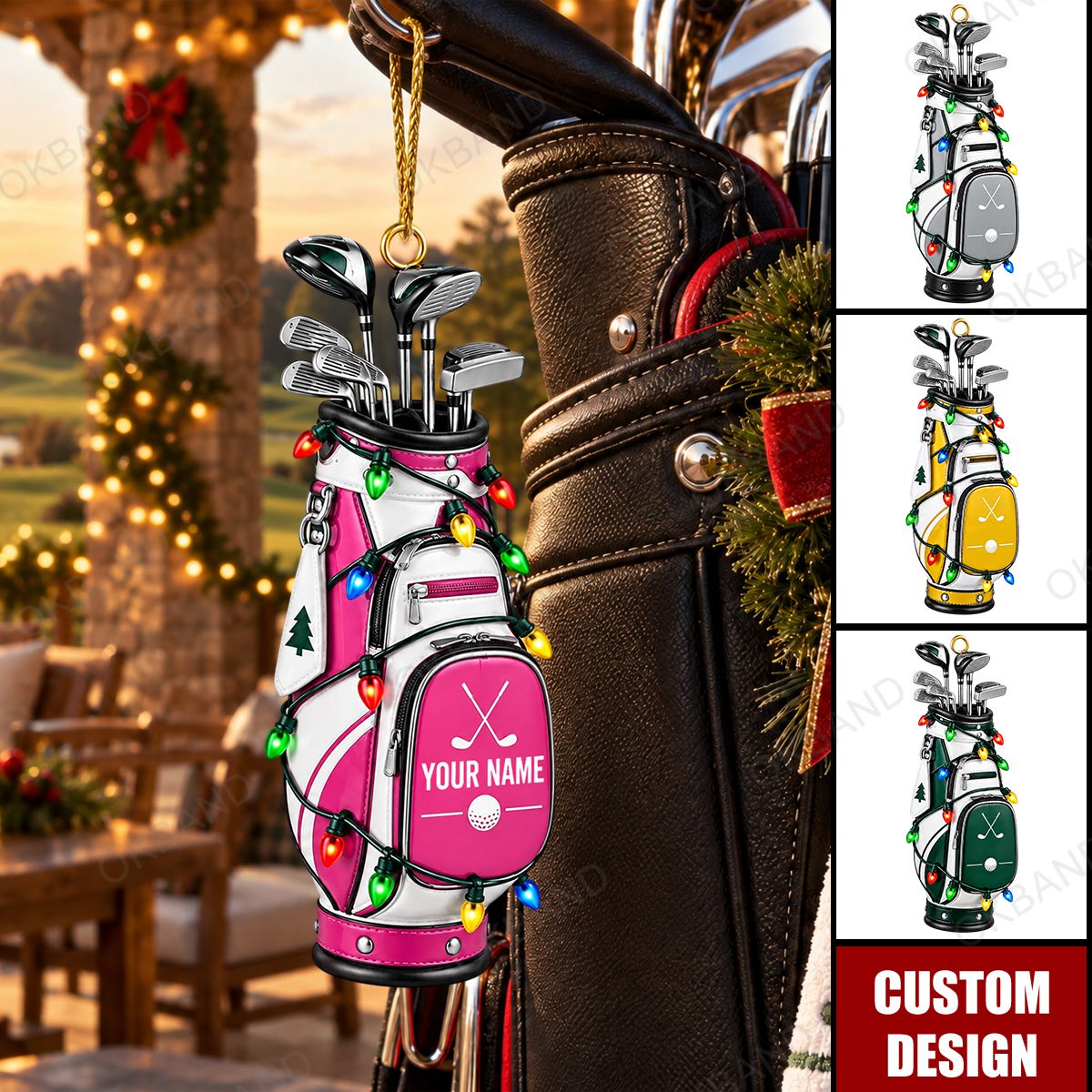Personalized Golf Backpacks Christmas Ornament