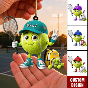 New Release - Personalized Cute Tennis Mascot Ornament - Gift for Golf Lover