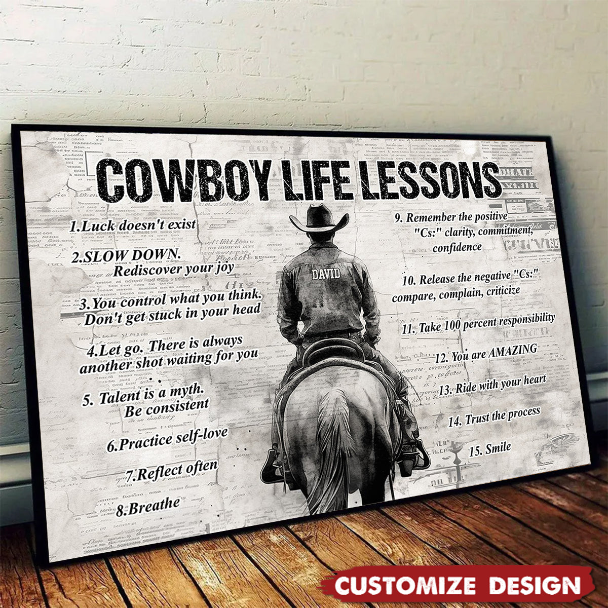 Cowboy Lessons Personalized Cowboy Life Lessons Cool Quotes Poster - Gift For Cowboy ...