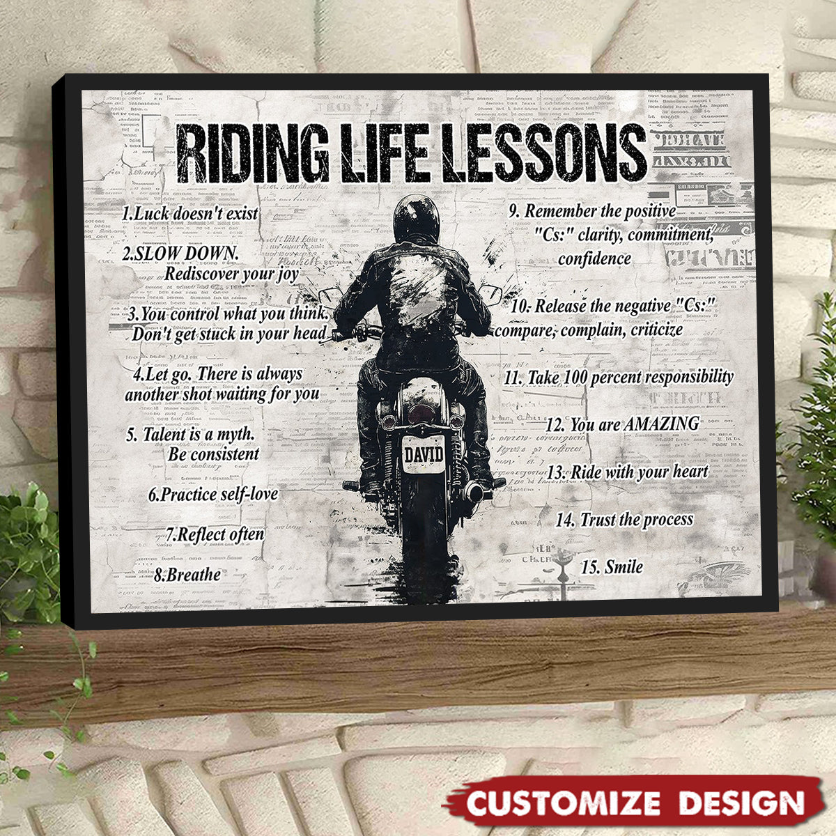 Personalized Motivational Quote Riding Life Lessons Poster - Gift For Biker