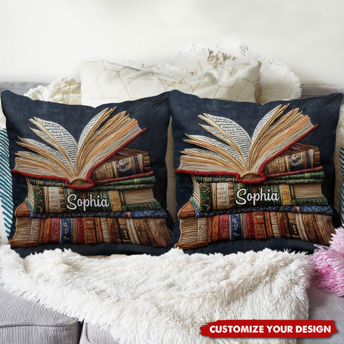Love Books - Personalized Book Throw Pillow