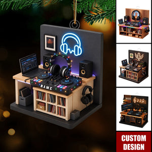 Personalized Music Dj Christmas Ornament, DJ Headphones Keepsake, Controller Turntable Ornament
