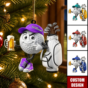 New Release - Personalized Cute Golf Mascot Ornament - Gift for Golf Lover