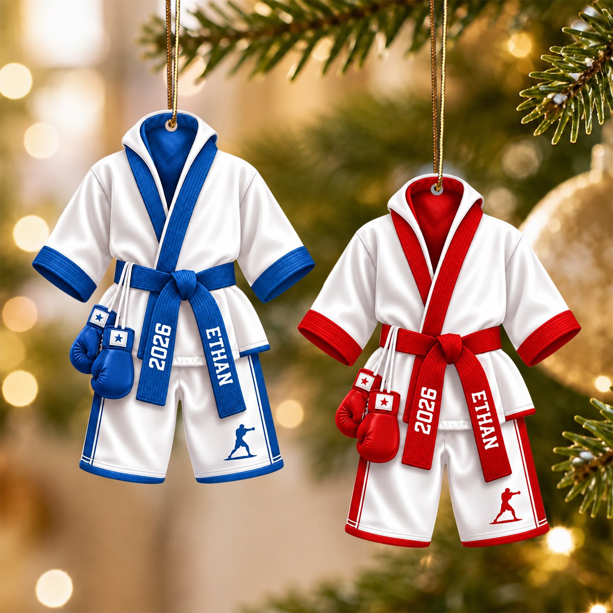 Personalized Boxing Robe Ornament,Boxer Holiday Xmas Decor