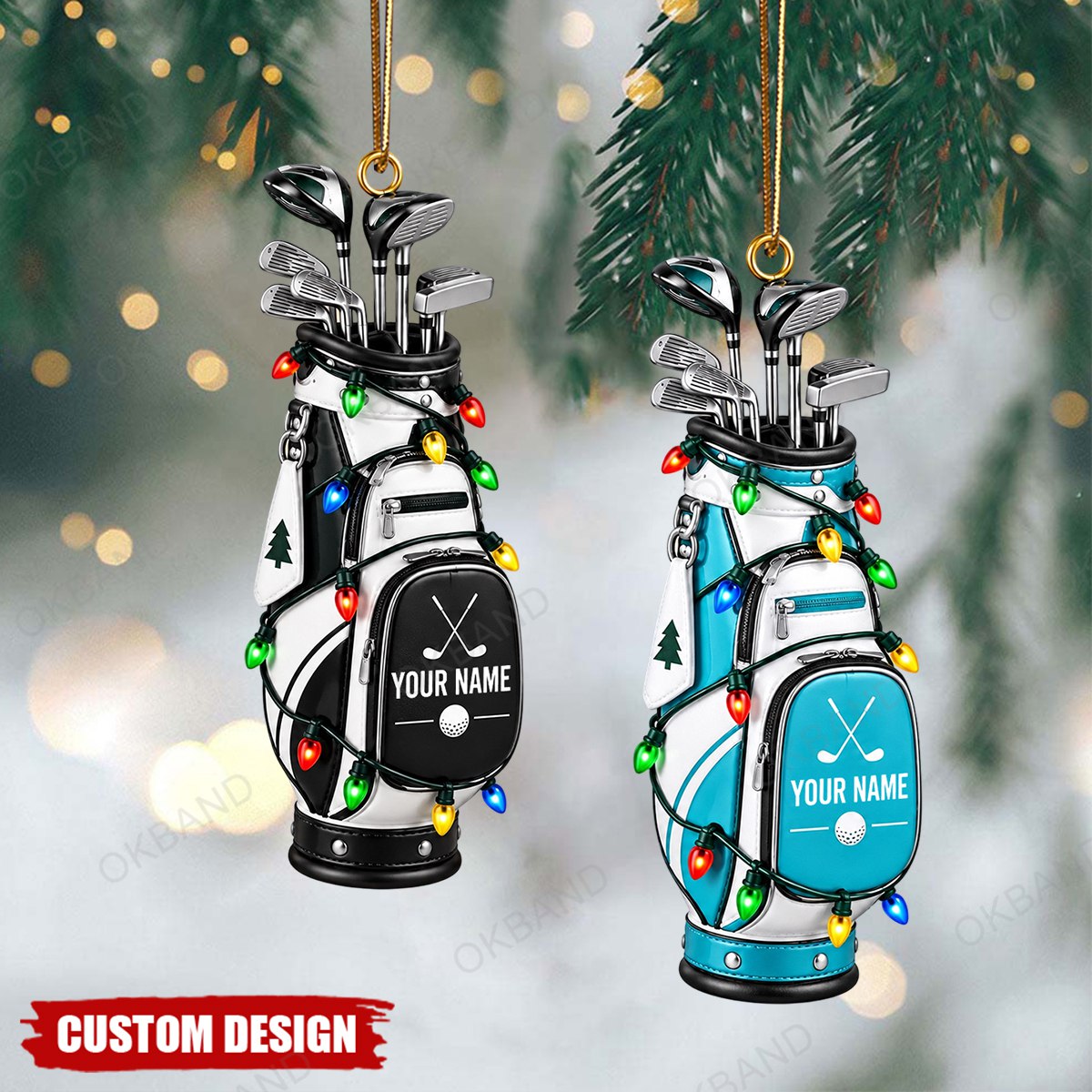 Personalized Golf Backpacks Christmas Ornament