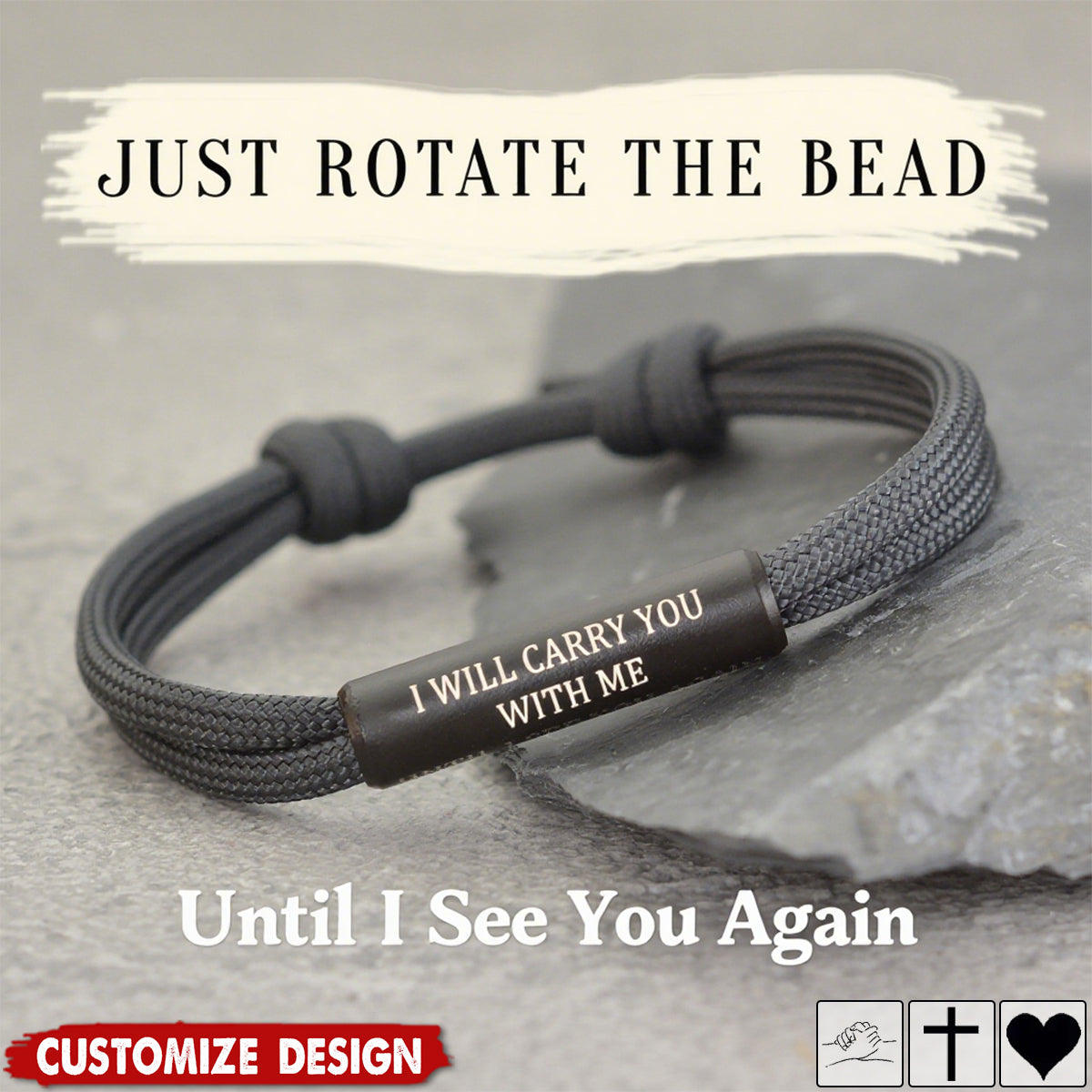 In Loving Memory Bracelet "I Will Carry You With Me" - Personalized Engraved Memorial Bracelet