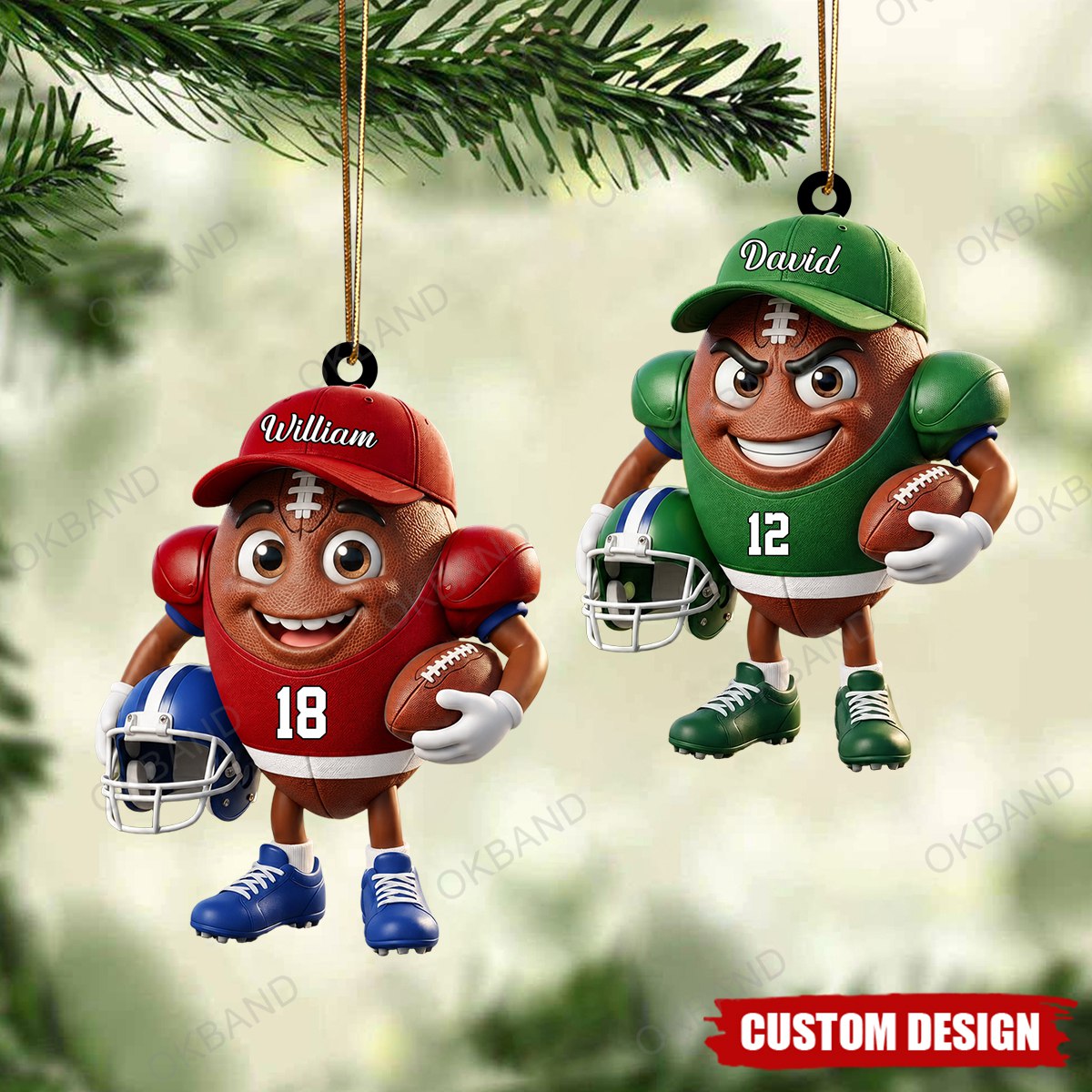 New Release - Personalized Cute American Football Mascot Ornament - Gift for American Football Lover