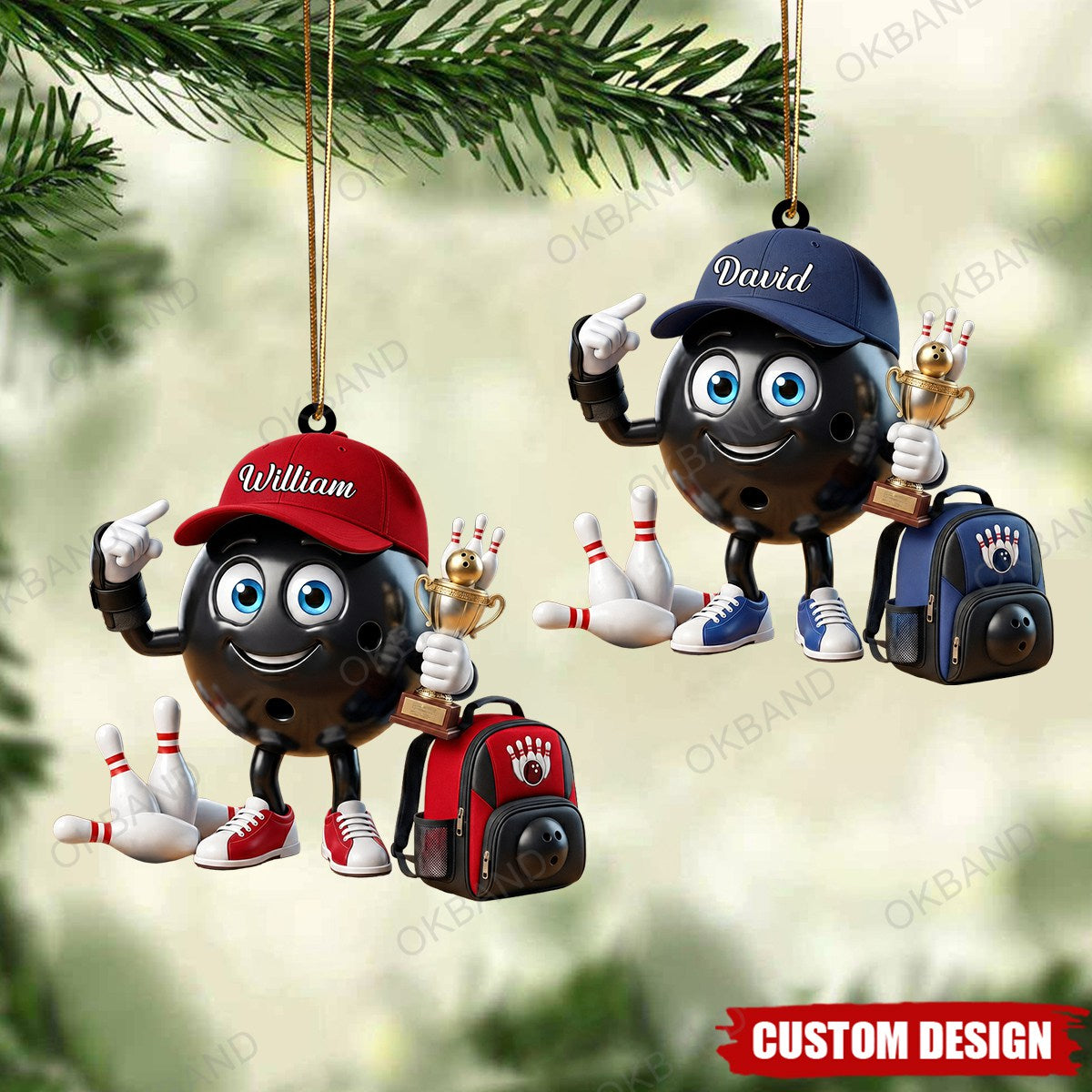 New Release - Personalized Cute Bowling Mascot Ornament - Gift for Bowling Lover