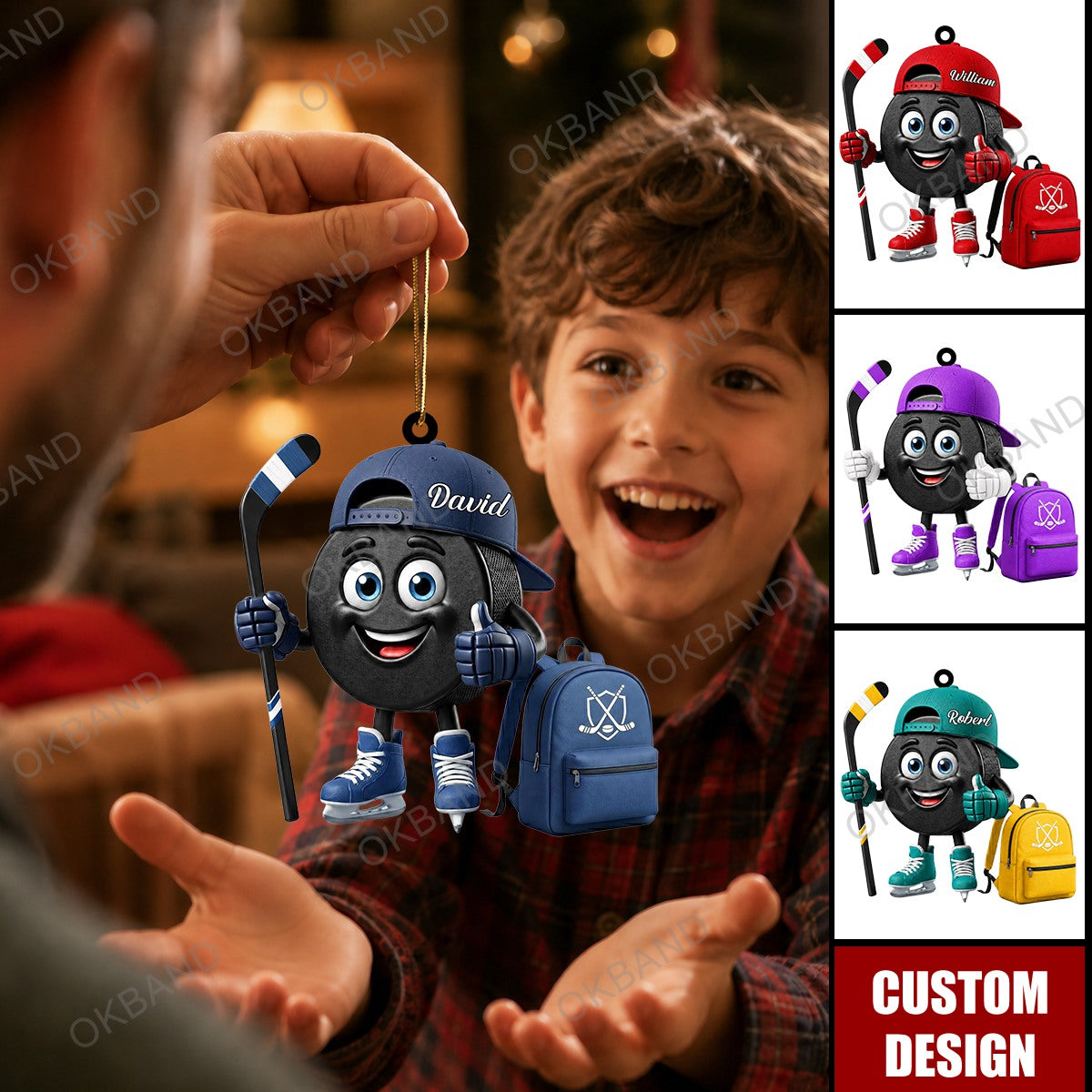 New Release - Personalized Cute Hockey Mascot Ornament - Gift for Hockey Lover