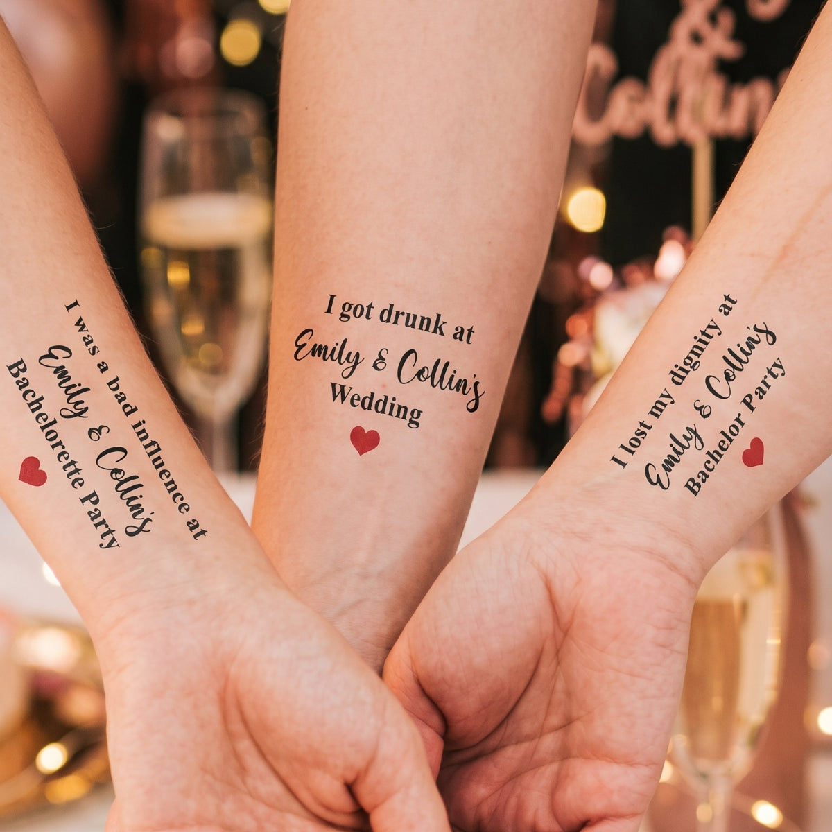 Custom Wedding Bachelor Hen's Party Temporary Tattoos, Party Favors For Guests - Personalized Tattoo