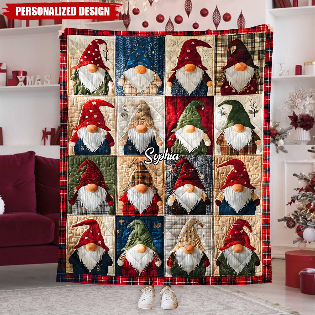 Personalized Vintage Cozy Winter Home Blanket