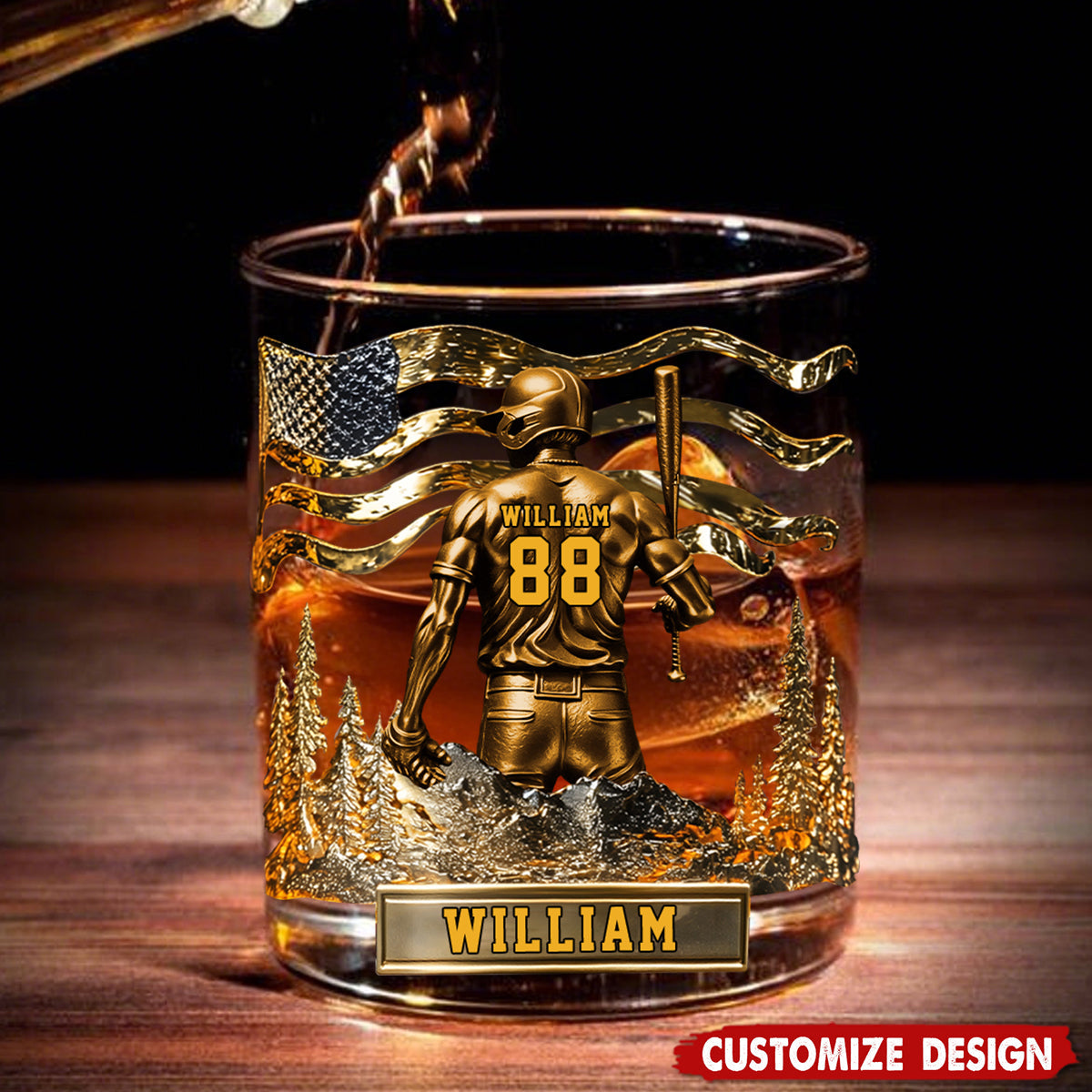 Personalized Baseball Whiskey Glass - Gifts For Baseball Lovers