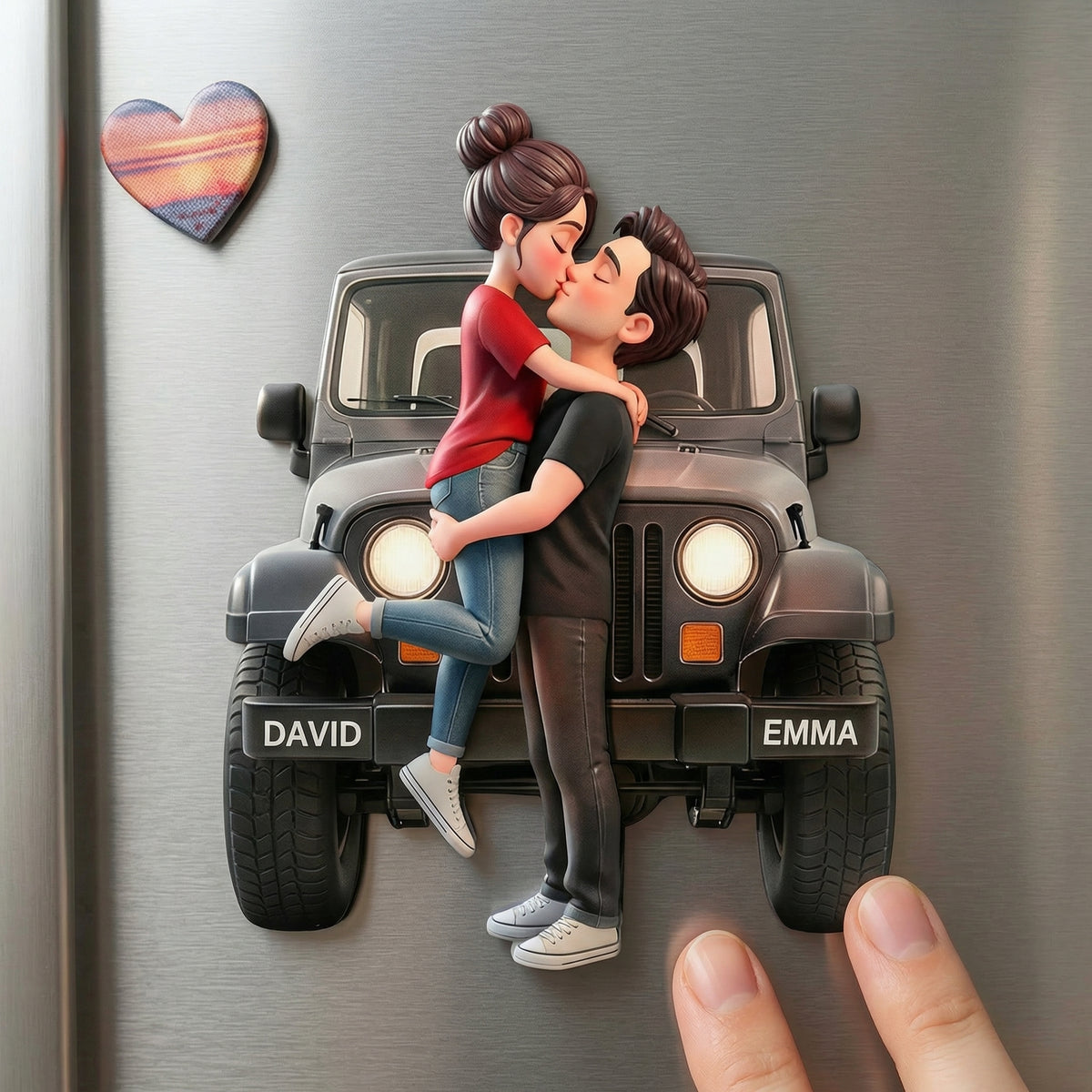 Personalized Romantic Couple Car Magnetic Acrylic Fridge Magnet - Gift For Couple