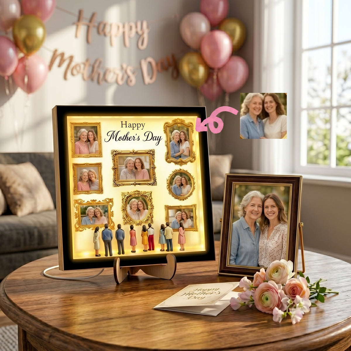 Personalized LED Wooden Frame - Happy Mother's Day Gift