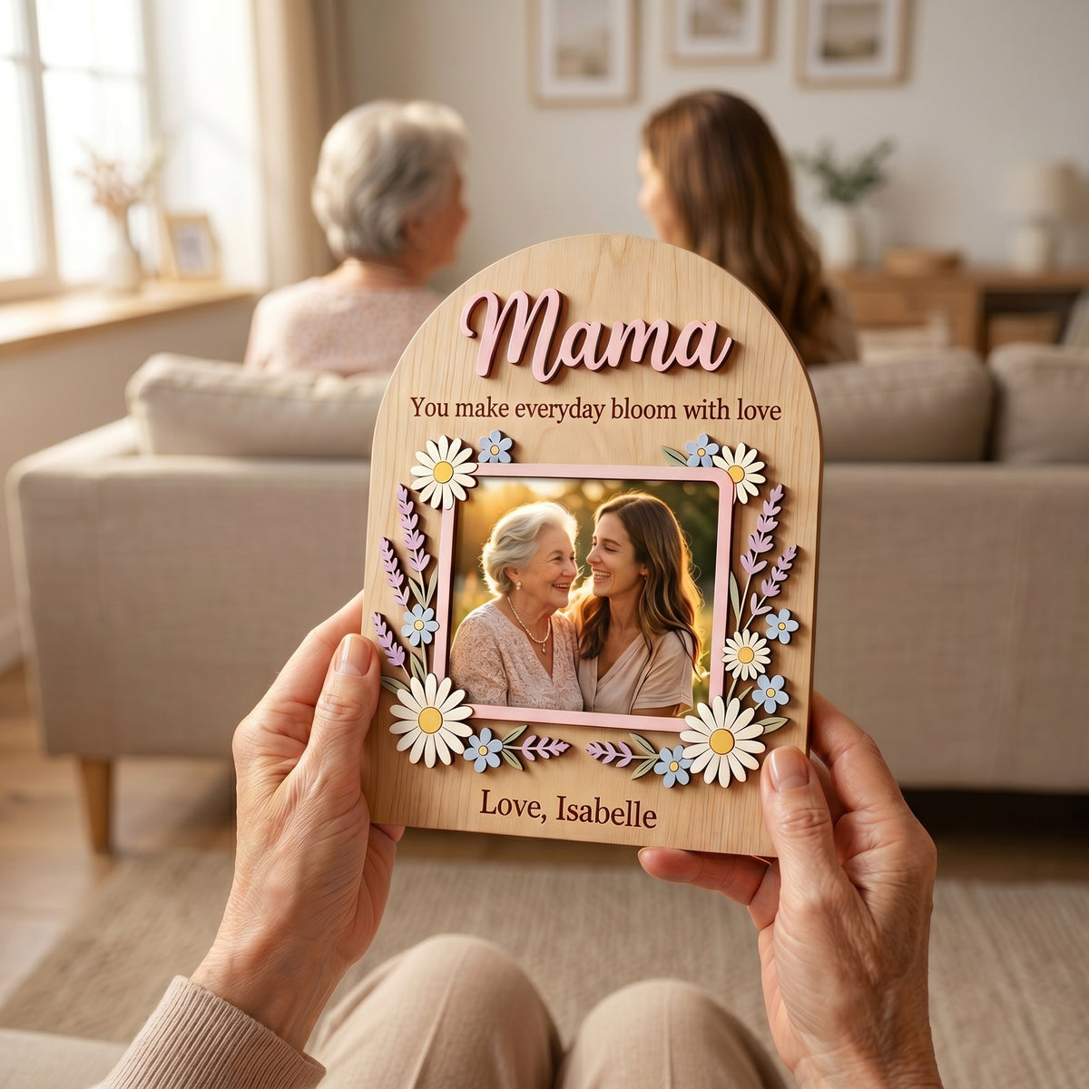 Personalized Wooden Photo Frame - Mom Grandma Gift