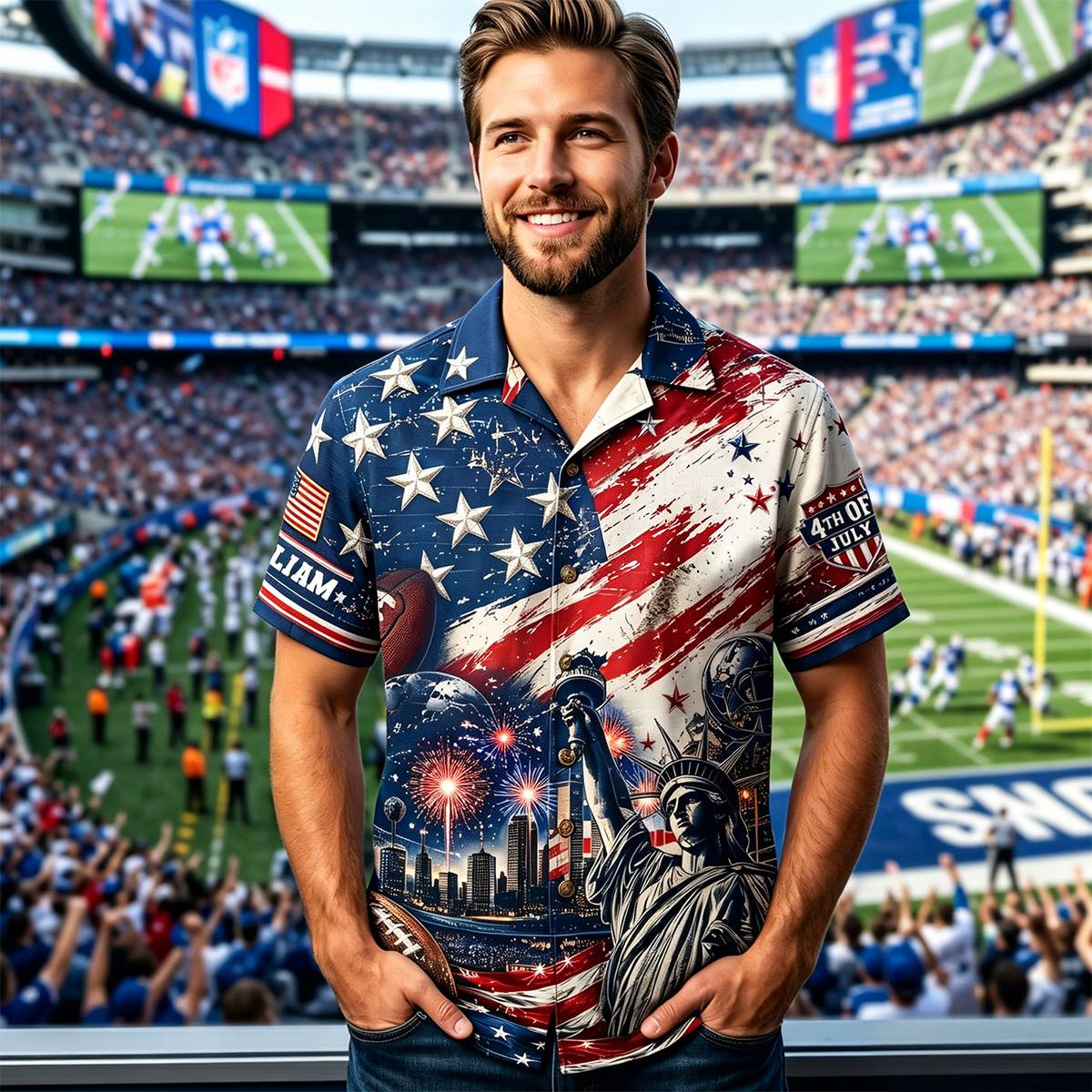Proud American Football Hawaiian Shirt - Personalized Gifts For Sport Lovers