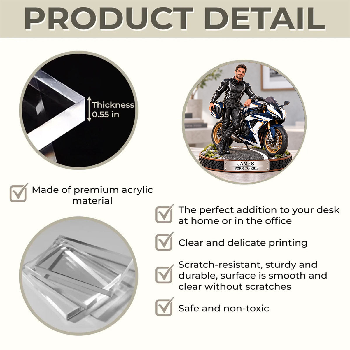Personalized Motorcycle Rider Acrylic Plaque,Biker Gift for Men,Motorcycle Lover Desk Decor