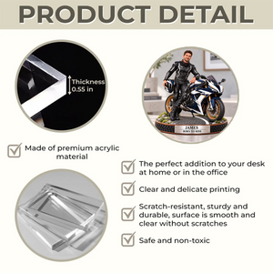Personalized Motorcycle Rider Acrylic Plaque,Biker Gift for Men,Motorcycle Lover Desk Decor