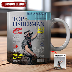 Personalized Fishing Magazine Cover Mug - Angler Funny Fisherman Gift,Fishing Lovers Gift