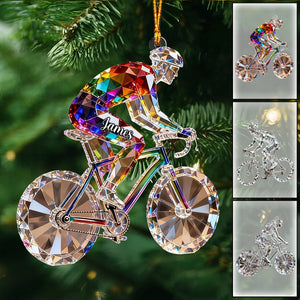 Personalized Bicycle Crystal Christmas Ornament - Gift for Cycling Enthusiast And Cyclist